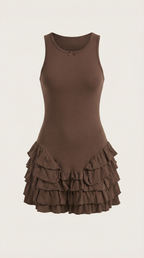 Minikleid Damen mit dreistufigem Rüschenrock und tailliertem Oberteil – Madeleine