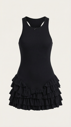 Minikleid Damen mit dreistufigem Rüschenrock und tailliertem Oberteil – Madeleine