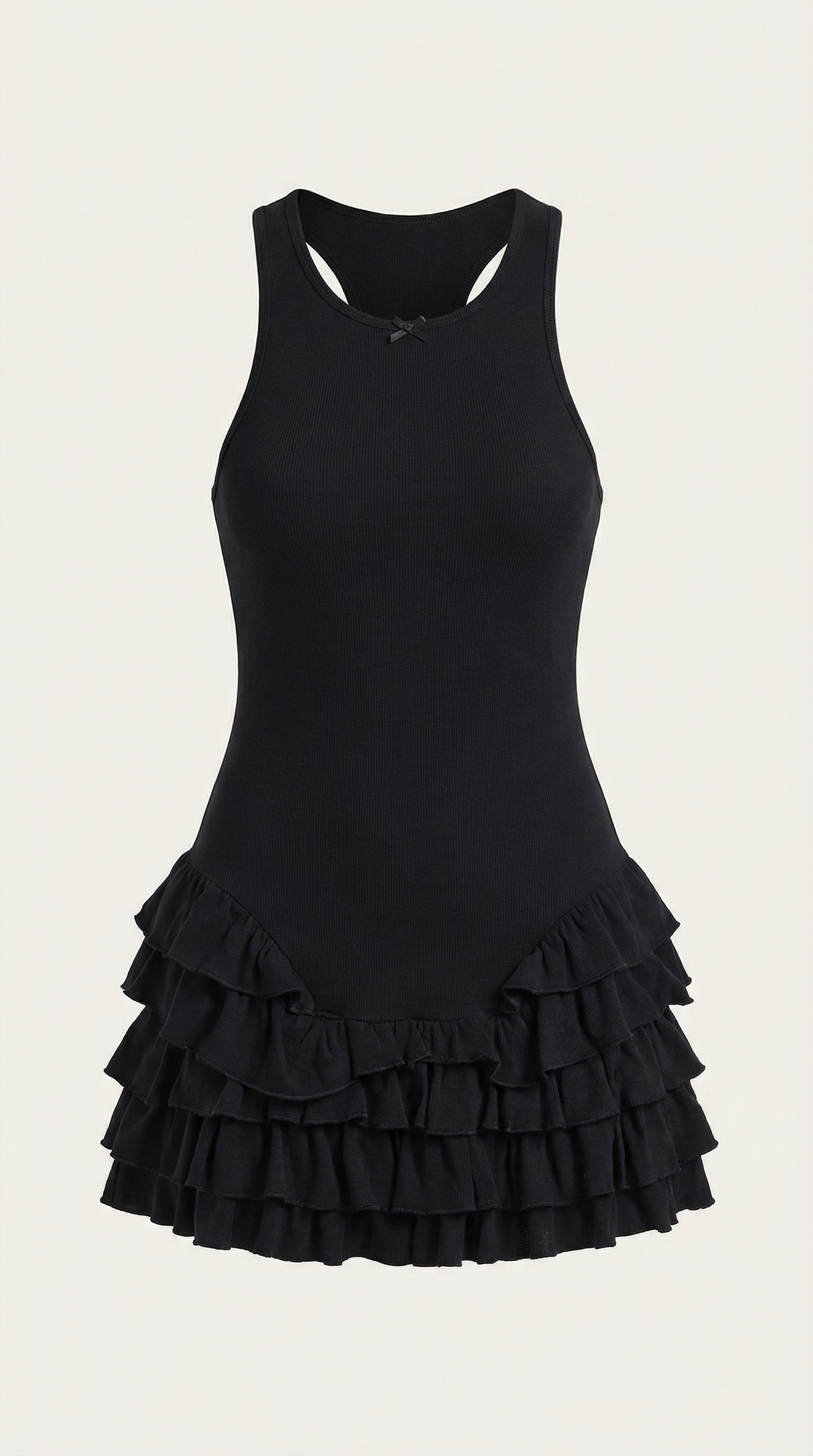 Minikleid Damen mit dreistufigem Rüschenrock und tailliertem Oberteil – Madeleine