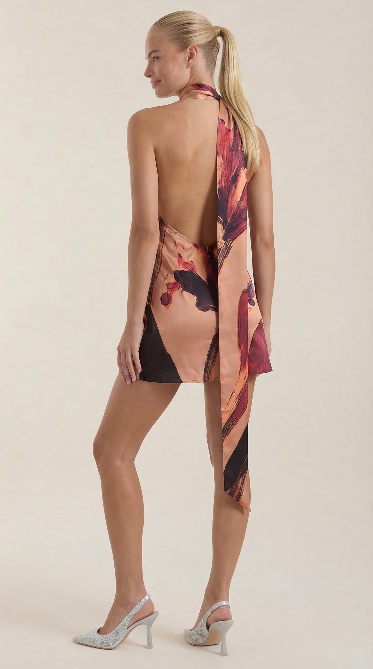 Minikleid Damen mit One-Shoulder-Träger und romantischem Blumenprint – Félicienne