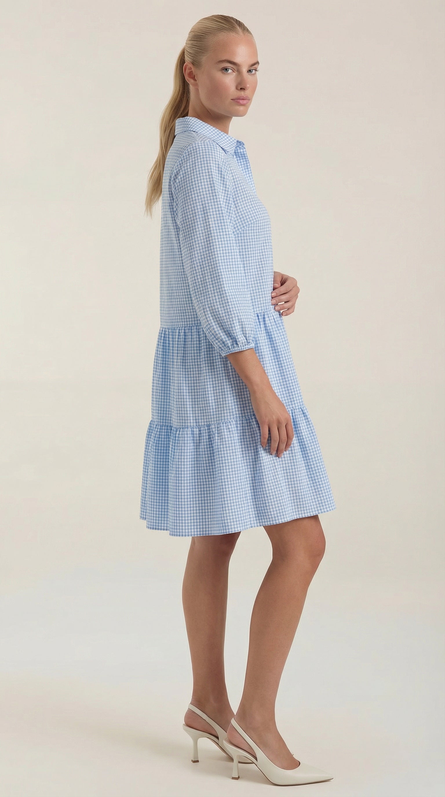 Minikleid Damen im Blusenkleid-Stil mit Hemdkragen und kurzer Länge – Clémentine