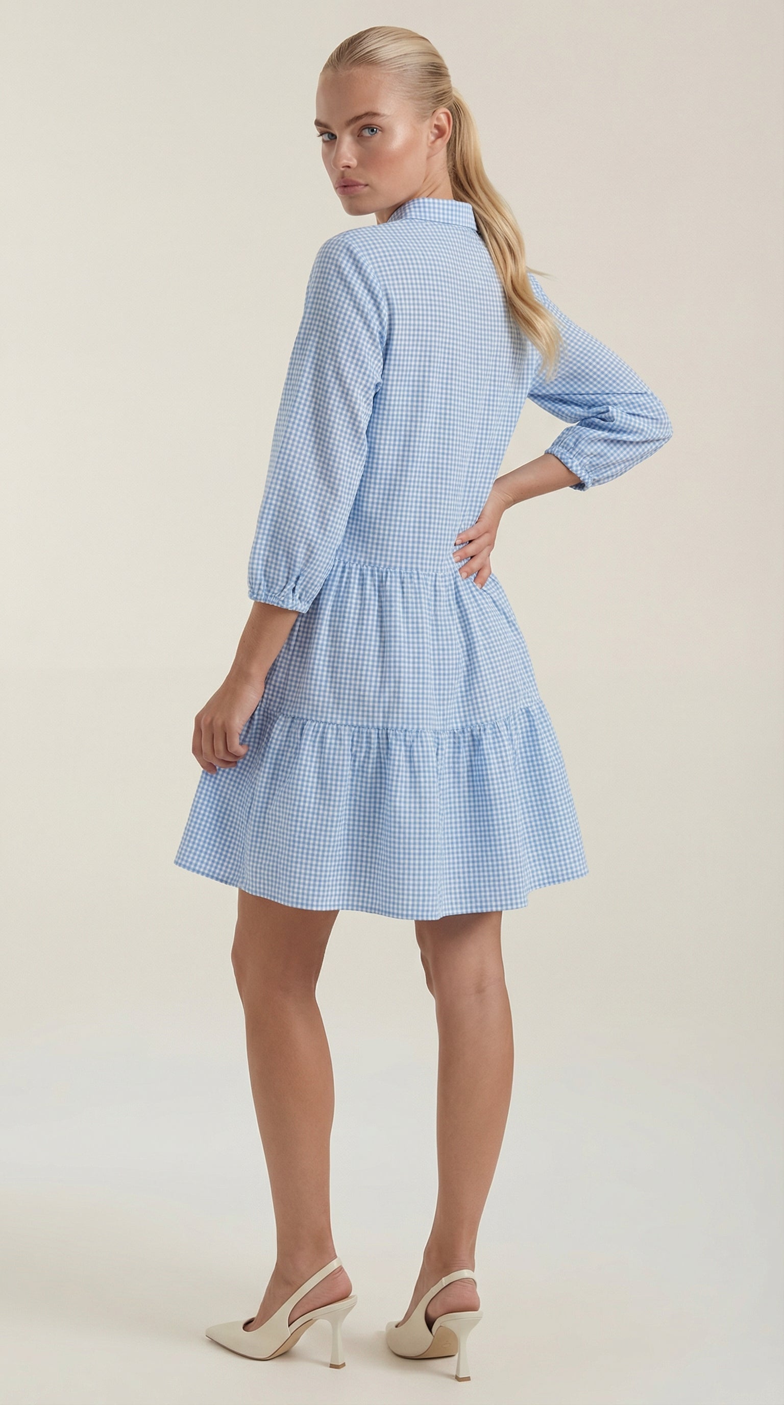 Minikleid Damen im Blusenkleid-Stil mit Hemdkragen und kurzer Länge – Clémentine