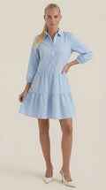 Minikleid Damen im Blusenkleid-Stil mit Hemdkragen und kurzer Länge – Clémentine