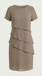 Minikleid Damen im Cocktailkleid-Stil mit gestuftem Rüschenrock – Hyacinthe