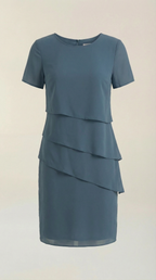 Minikleid Damen im Cocktailkleid-Stil mit gestuftem Rüschenrock – Hyacinthe