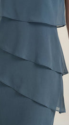 Minikleid Damen im Cocktailkleid-Stil mit gestuftem Rüschenrock – Hyacinthe