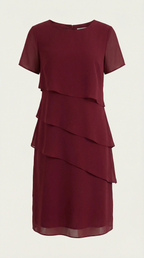 Minikleid Damen im Cocktailkleid-Stil mit gestuftem Rüschenrock – Hyacinthe