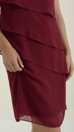 Minikleid Damen im Cocktailkleid-Stil mit gestuftem Rüschenrock – Hyacinthe