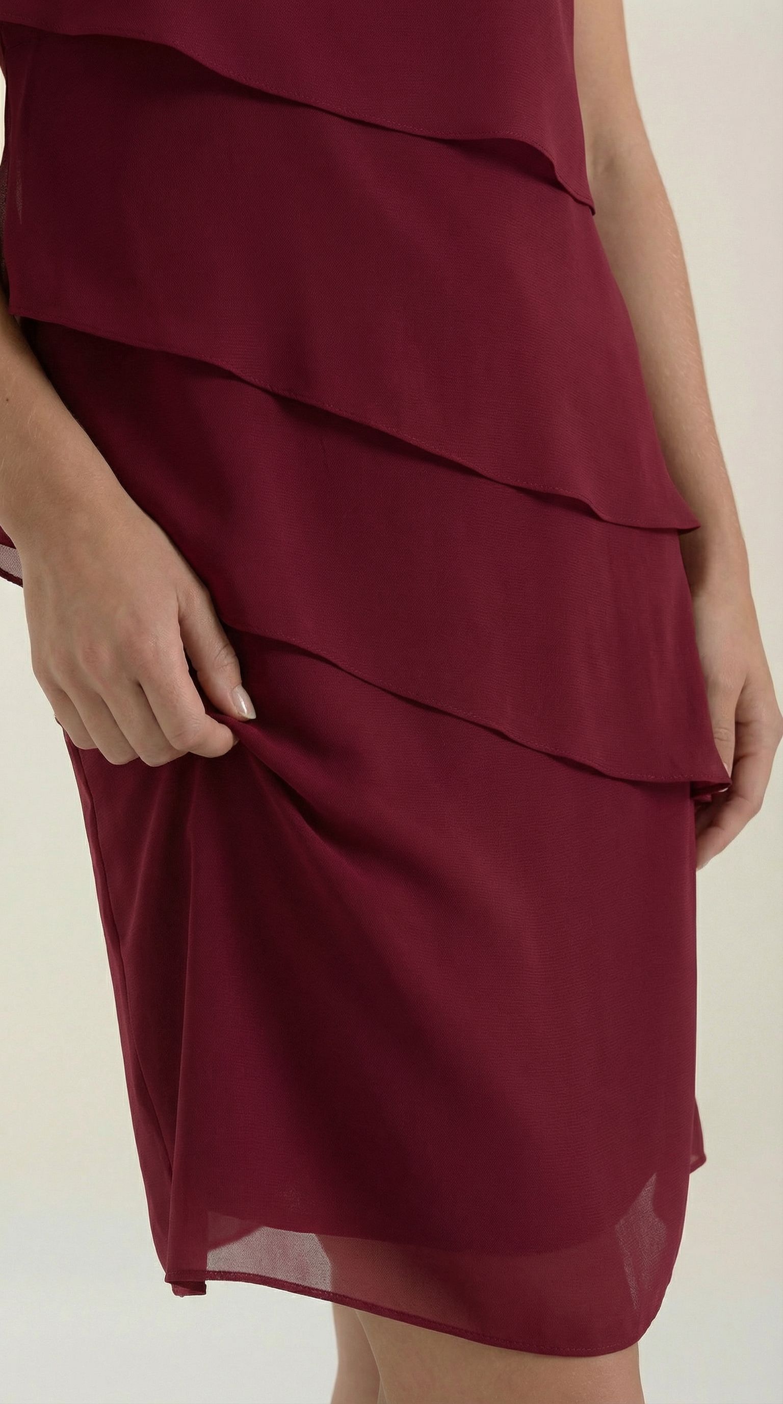 Minikleid Damen im Cocktailkleid-Stil mit gestuftem Rüschenrock – Hyacinthe