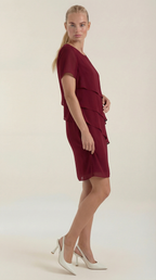 Minikleid Damen im Cocktailkleid-Stil mit gestuftem Rüschenrock – Hyacinthe