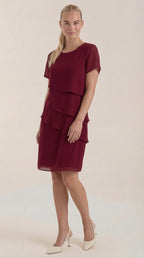 Minikleid Damen im Cocktailkleid-Stil mit gestuftem Rüschenrock – Hyacinthe
