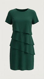 Minikleid Damen im Cocktailkleid-Stil mit gestuftem Rüschenrock – Hyacinthe