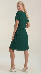 Minikleid Damen im Cocktailkleid-Stil mit gestuftem Rüschenrock – Hyacinthe