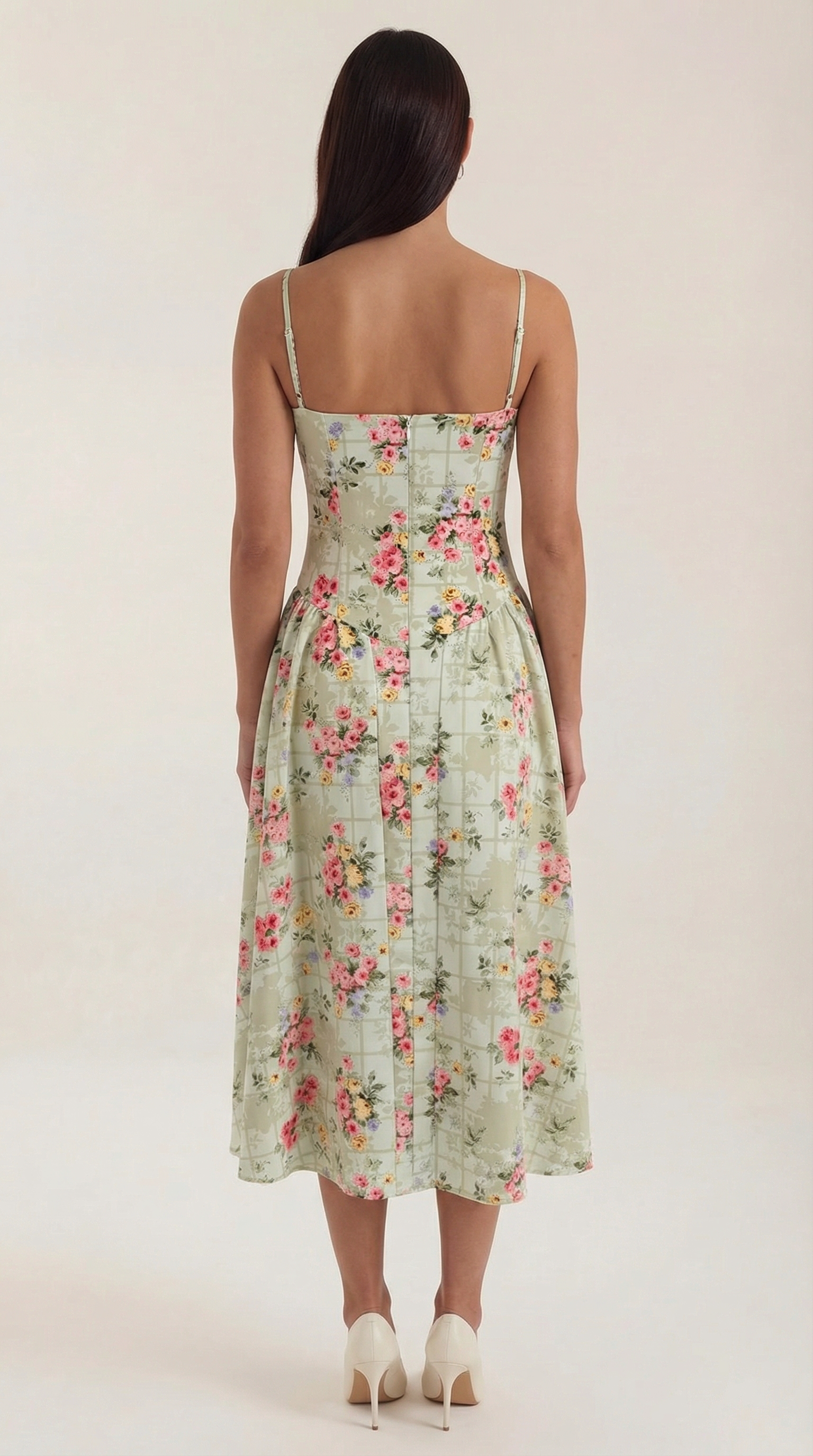 Midikleid Damen mit Corsage und Blumenprint – Gianella