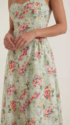 Midikleid Damen mit Corsage und Blumenprint – Gianella