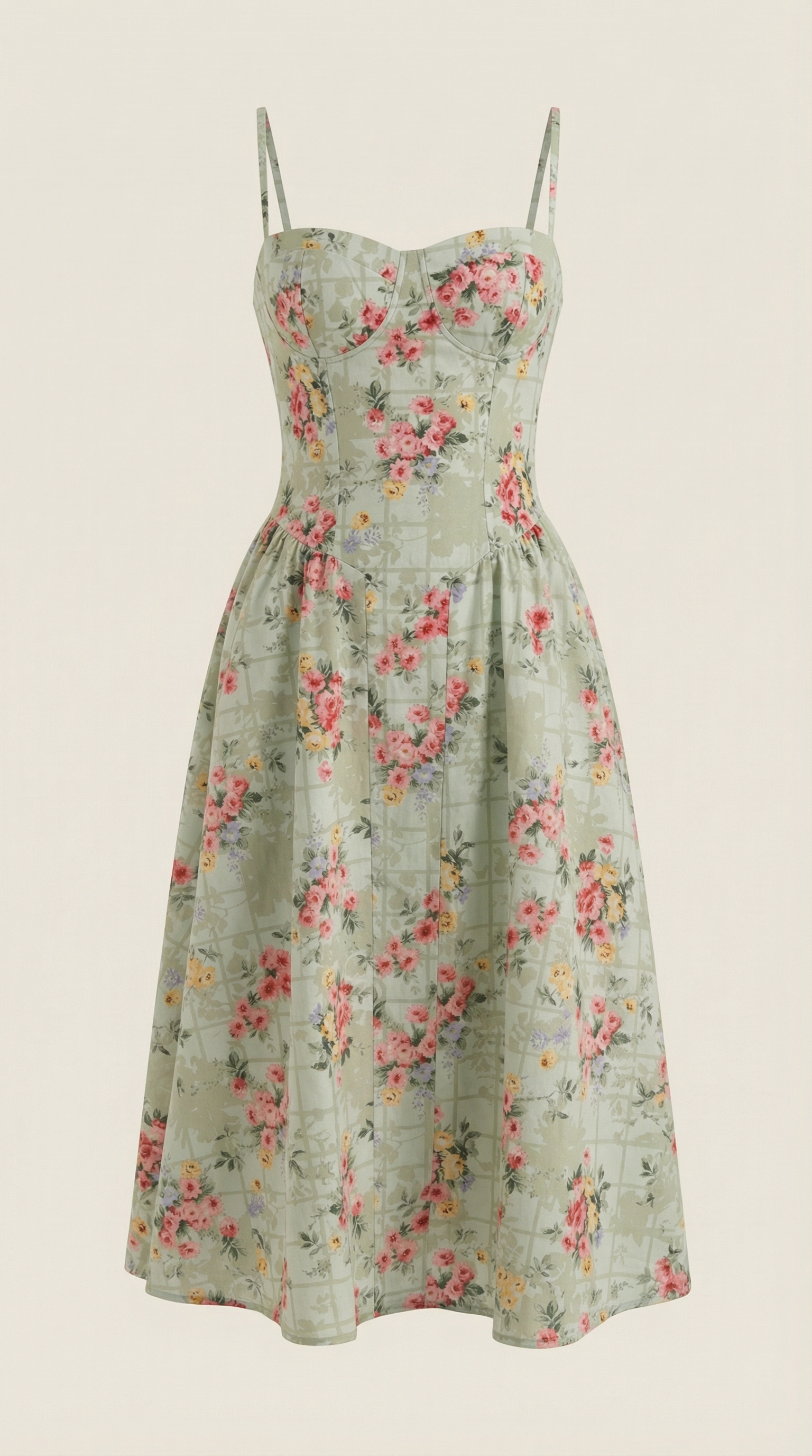 Midikleid Damen mit Corsage und Blumenprint – Gianella