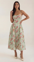 Midikleid Damen mit Corsage und Blumenprint – Gianella