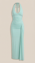 Abendkleid Damen mit Neckholder-Ausschnitt und rückenfreiem Maxi-Schnitt – Théodora