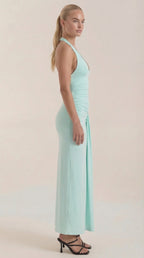 Abendkleid Damen mit Neckholder-Ausschnitt und rückenfreiem Maxi-Schnitt – Théodora