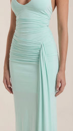 Abendkleid Damen mit Neckholder-Ausschnitt und rückenfreiem Maxi-Schnitt – Théodora