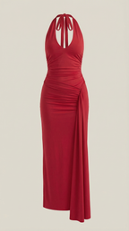 Abendkleid Damen mit Neckholder-Ausschnitt und rückenfreiem Maxi-Schnitt – Théodora