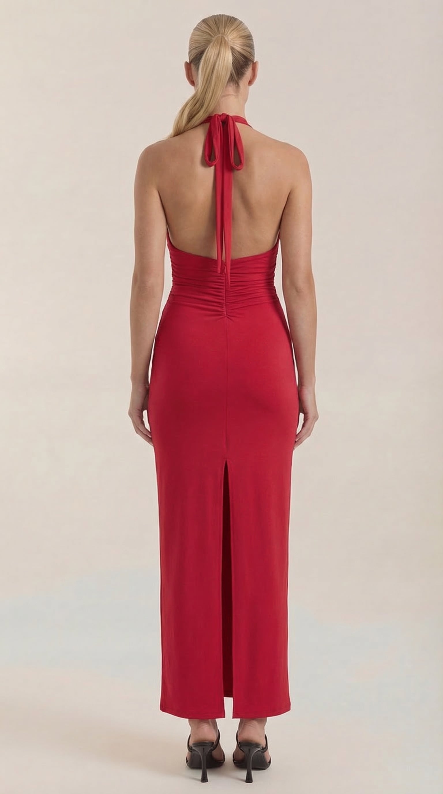 Abendkleid Damen mit Neckholder-Ausschnitt und rückenfreiem Maxi-Schnitt – Théodora