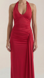Abendkleid Damen mit Neckholder-Ausschnitt und rückenfreiem Maxi-Schnitt – Théodora