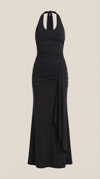 Abendkleid Damen mit Neckholder-Ausschnitt und rückenfreiem Maxi-Schnitt – Théodora