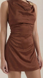 Minikleid Damen mit Wasserfallausschnitt und fließendem Schnitt – Thérèse