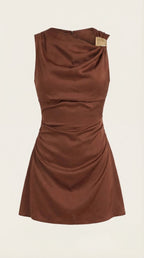 Minikleid Damen mit Wasserfallausschnitt und fließendem Schnitt – Thérèse