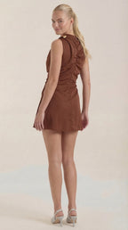 Minikleid Damen mit Wasserfallausschnitt und fließendem Schnitt – Thérèse