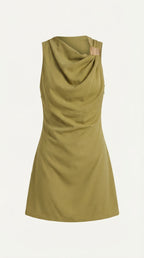 Minikleid Damen mit Wasserfallausschnitt und fließendem Schnitt – Thérèse