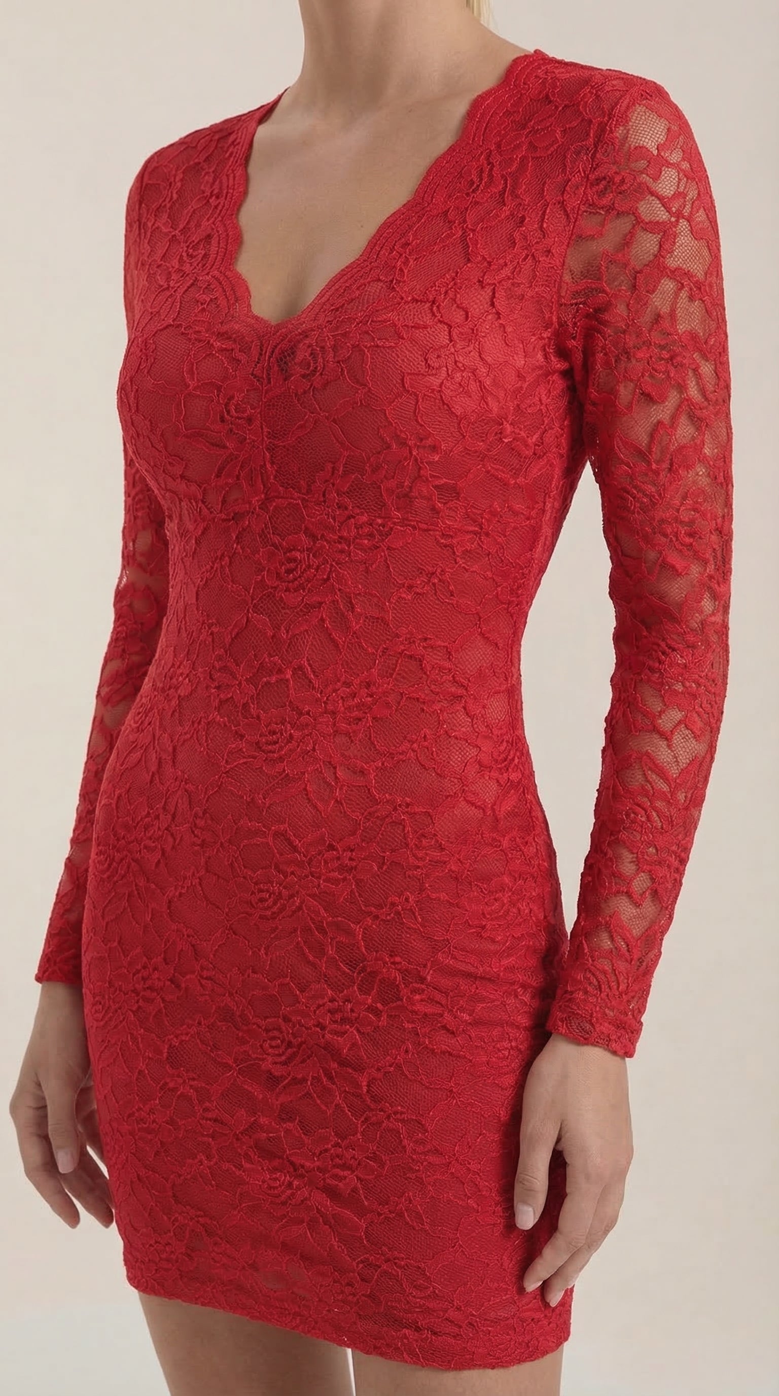 Minikleid Damen mit Spitze und körperbetonntem Bodycon-Schnitt – Béatrice