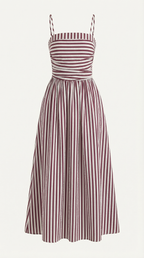 Midikleid Damen mit Streifen-Print und geraffte Oberteil – Margaux