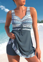 Tankini Damen mit Rocküberwurf und Bindung in gemustertem Print – Marinella